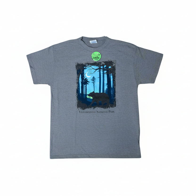 Charcoal Star Struck Black Bear Youth Yellowstone National Park T-Shirt by Prairie Mountain (4 sizes)