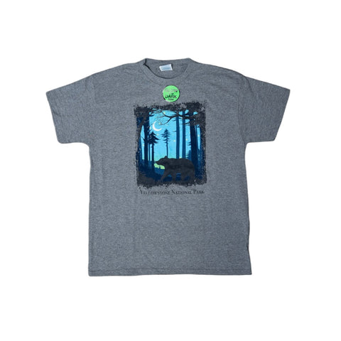 Charcoal Star Struck Black Bear Youth Yellowstone National Park T-Shirt by Prairie Mountain (4 sizes)