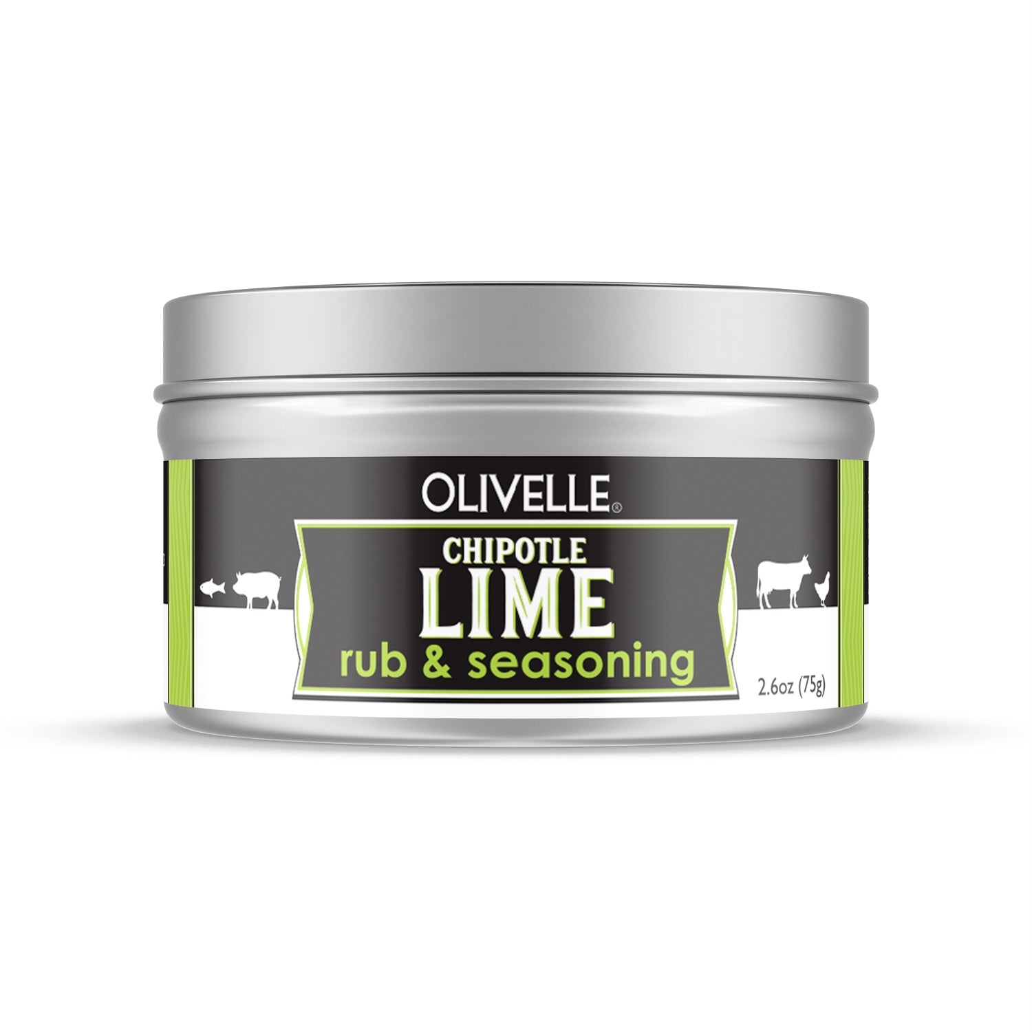 Olivelle Chipotle Lime rub & seasoning container on a white background