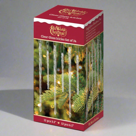Clear Glass Icicles (Set of 24) by Old World Christmas