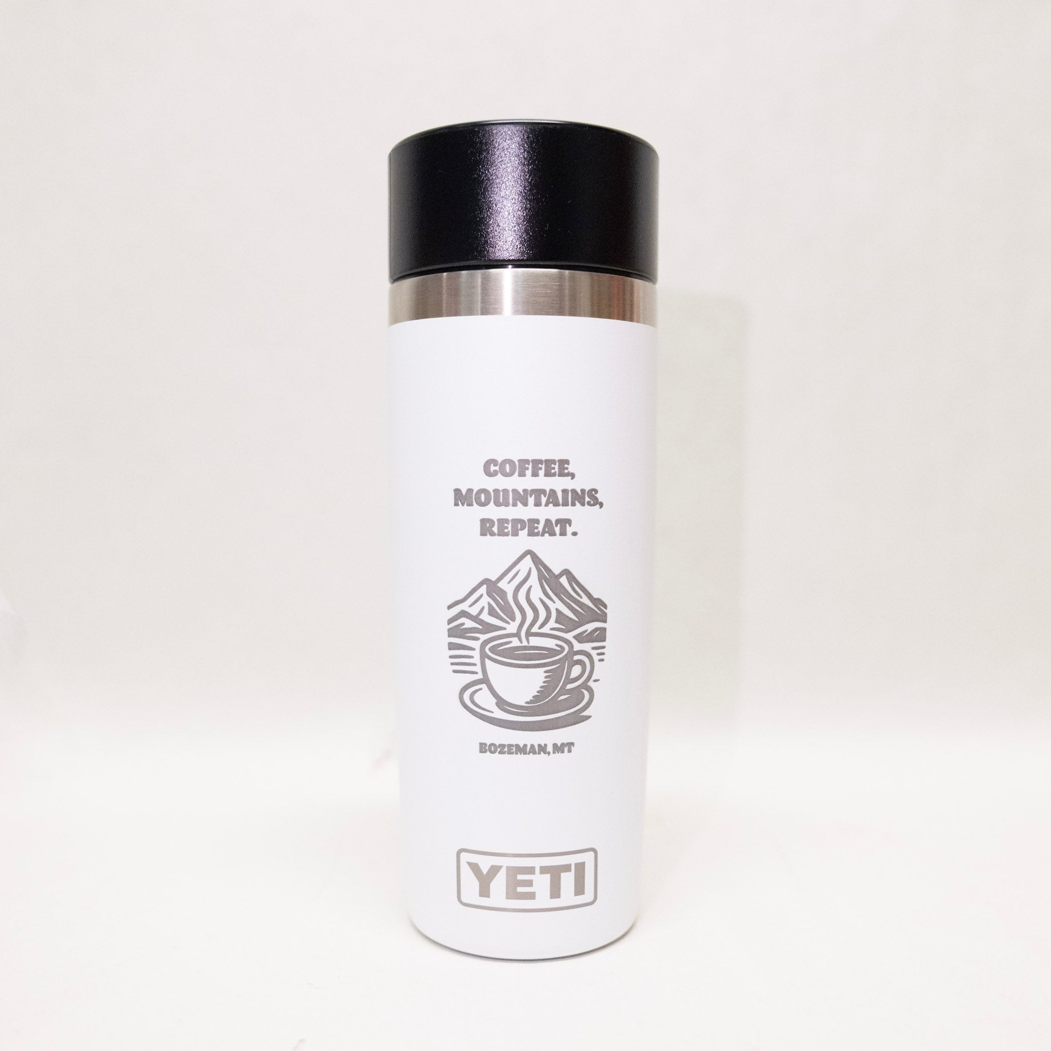 Coffee Mountains Repeat Engraved YETI Rambler 16 oz Travel Bottle by Montana Gift Corral