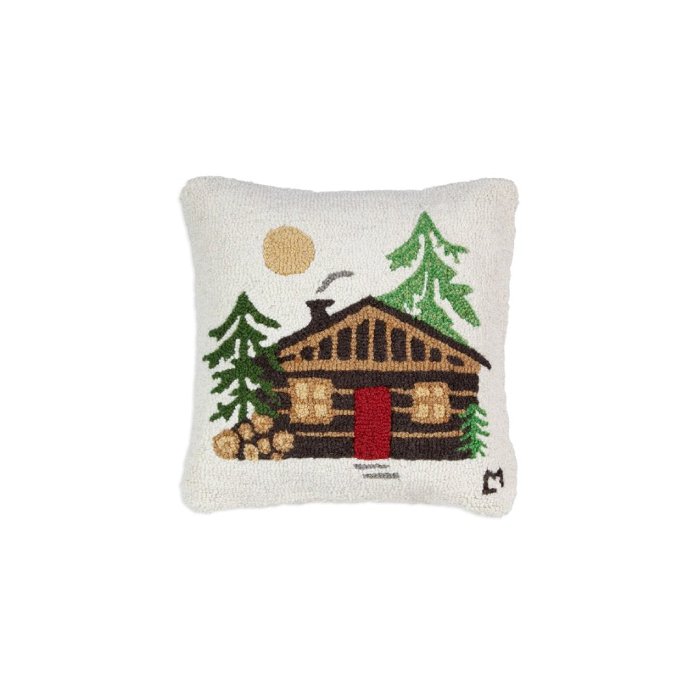  If you love being surrounded by the serenity of nature, we know you will appreciate our Cozy Cabin Pillow by Chandler 4 Corners. This&nbsp;18" x 18" hooked-wool cozy pillow, is carefully crafted with 100% natural wool and a coordinating velveteen backing. 