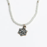 Creamy White Snowflake Stretchy Seed Bead Necklace by Lady Bird Market