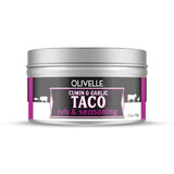 Olivelle Cumin & Garlic Taco rub & seasoning container on a white background