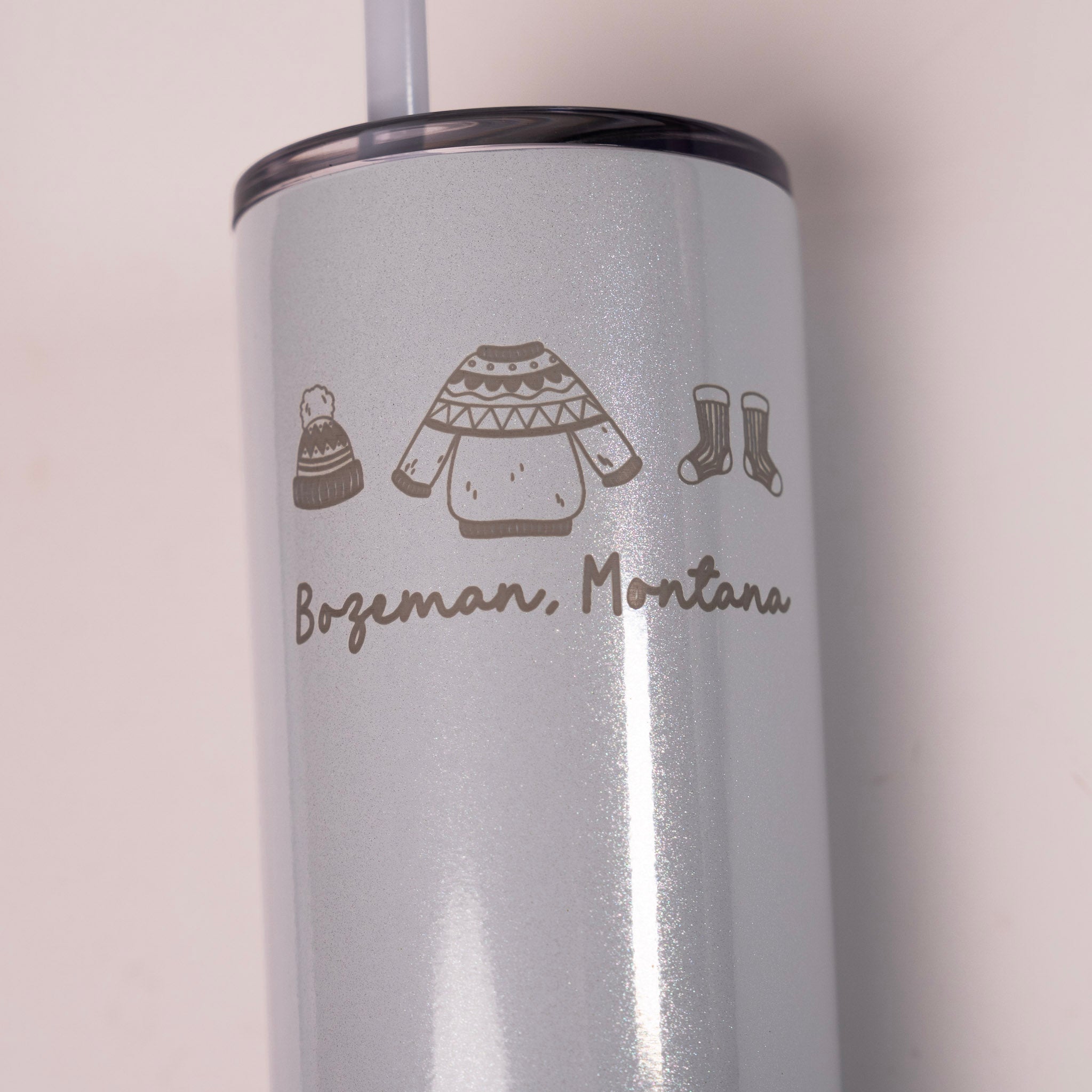 Winter Clothes Horizontal Skinny Tumbler by Montana Gift Corral