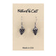 Silver pinecone earrings on a 'Nature Cast' branded card with 'Made in USA' text.