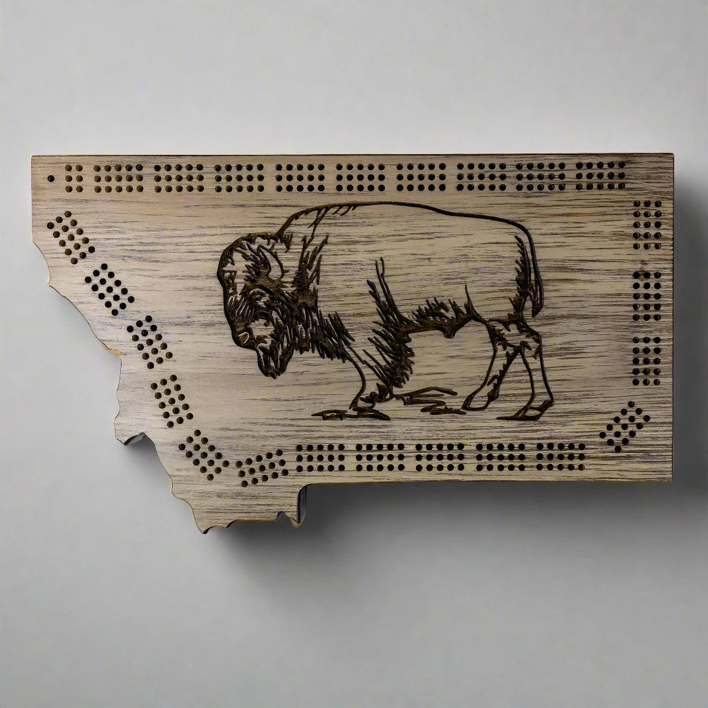 Montana Shape Cribbage Board by Knotty Pine Woodworks (5 Styles)