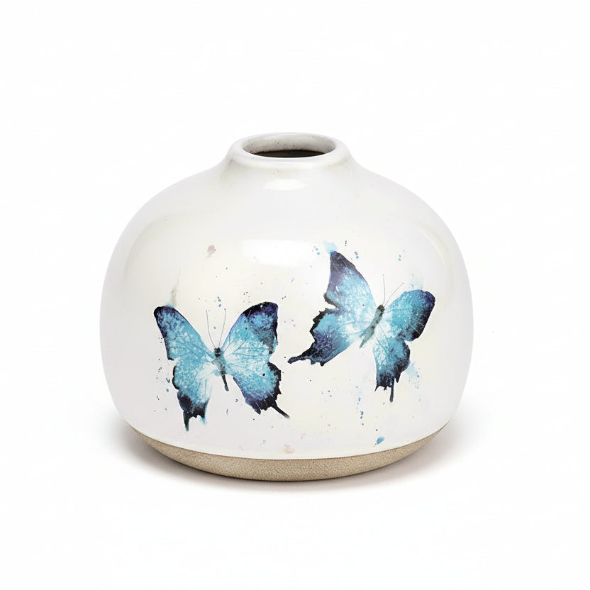 Dean Crouser Blue Butterfly Vase