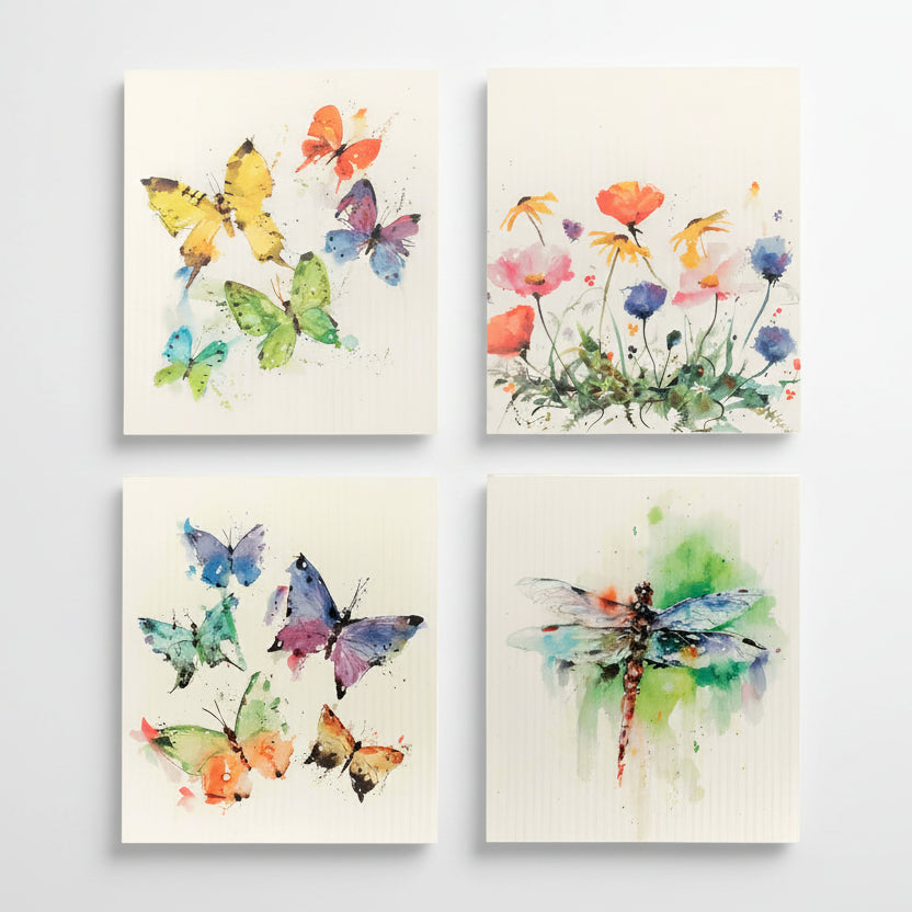 Dean Crouser Butterflies Biodegradable Dish Cloths - set of 4