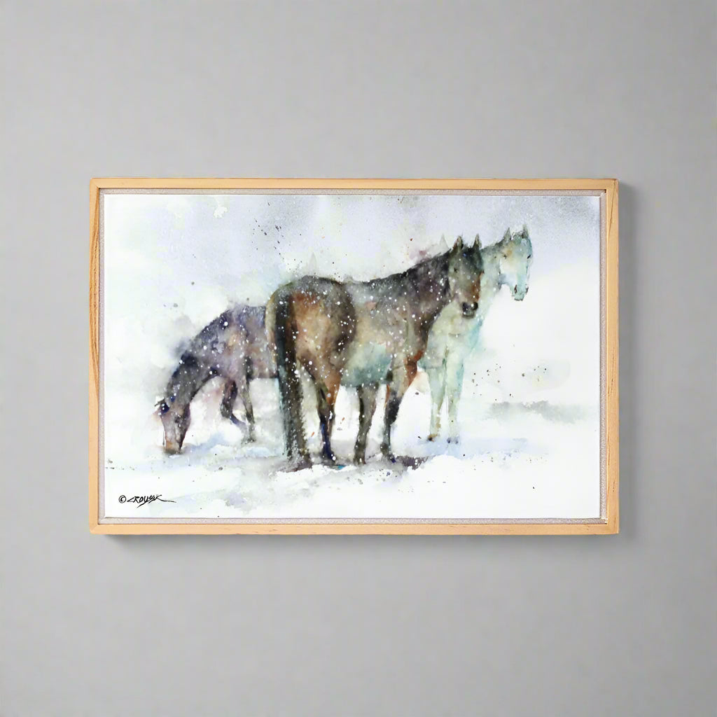 Dean Crouser Horse Trio Framed Canvas Wall Art by Demdaco is masterfully made by the renowned artist Dean Crouser.