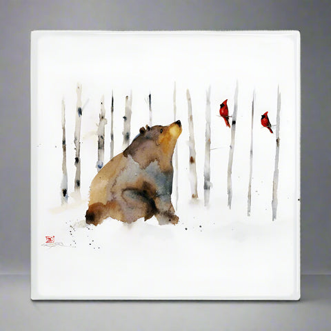 Dean Crouser Sitting Bear and Cardinal Metal Box Wall Art by Meissenburg Designs