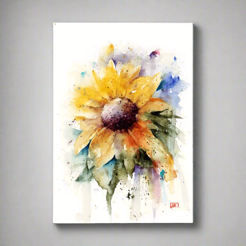 Bring the bright feeling of sunshine indoors with the Dean Crouser Sunflower Metal Box Wall Art by Meissenburg Designs