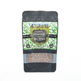 Black bag of 41 Grains Lentil Crunchers on a white background