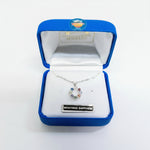 Jewelry box with a necklace labeled 'Montana Sapphire' on a white background