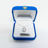 Jewelry box with a necklace labeled 'Montana Sapphire' on a white background
