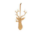 Gold deer head ornament on a white background