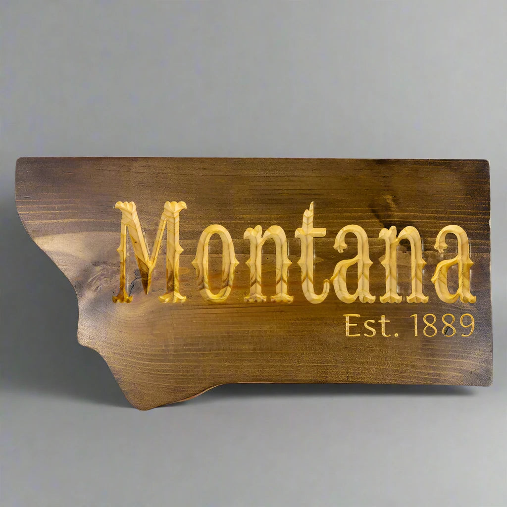 EspressoandNaturalMontana1889MontanaShapeWallArtb