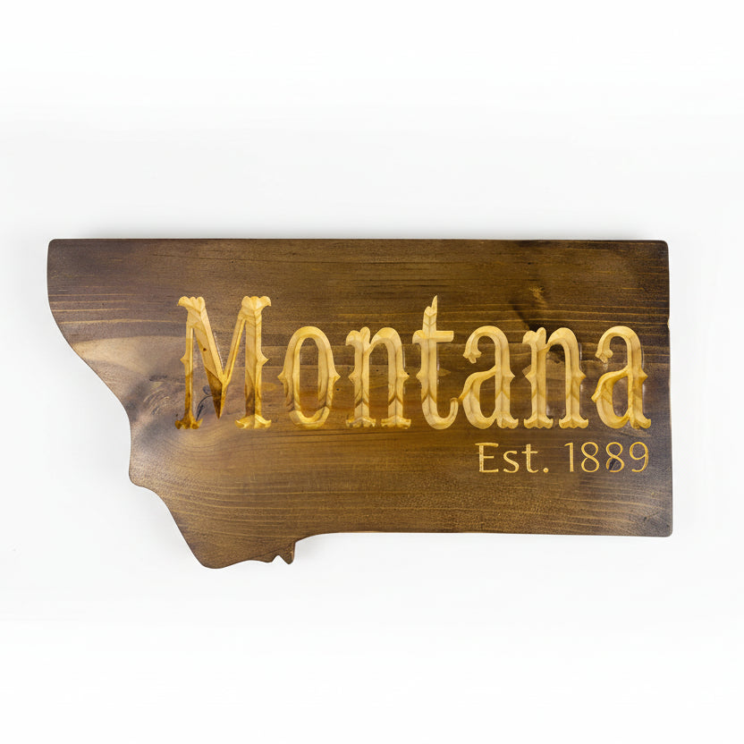 EspressoandNaturalMontana1889MontanaShapeWallArtb