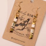 Essential White and Gold Tila Bead Earrings - close up