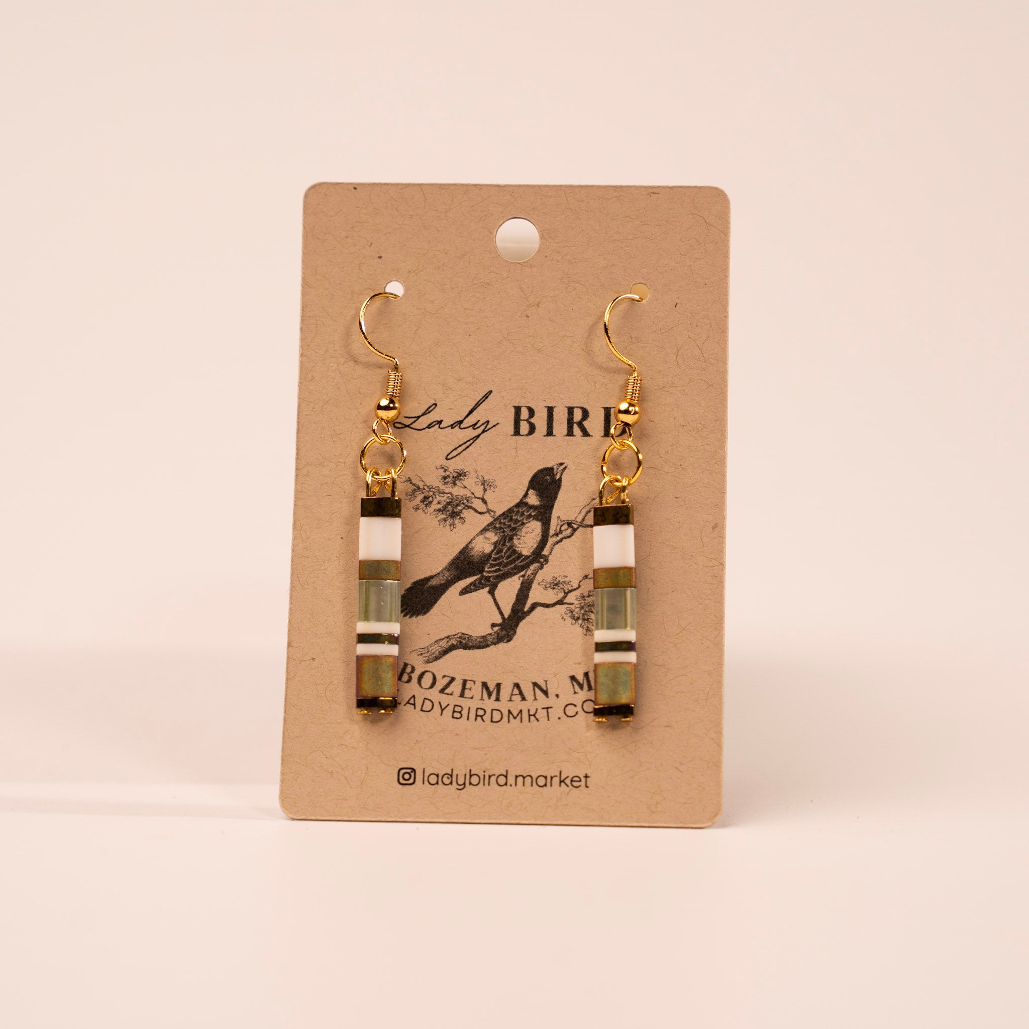 Essential White and Gold Tila Bead Dangle Earrings