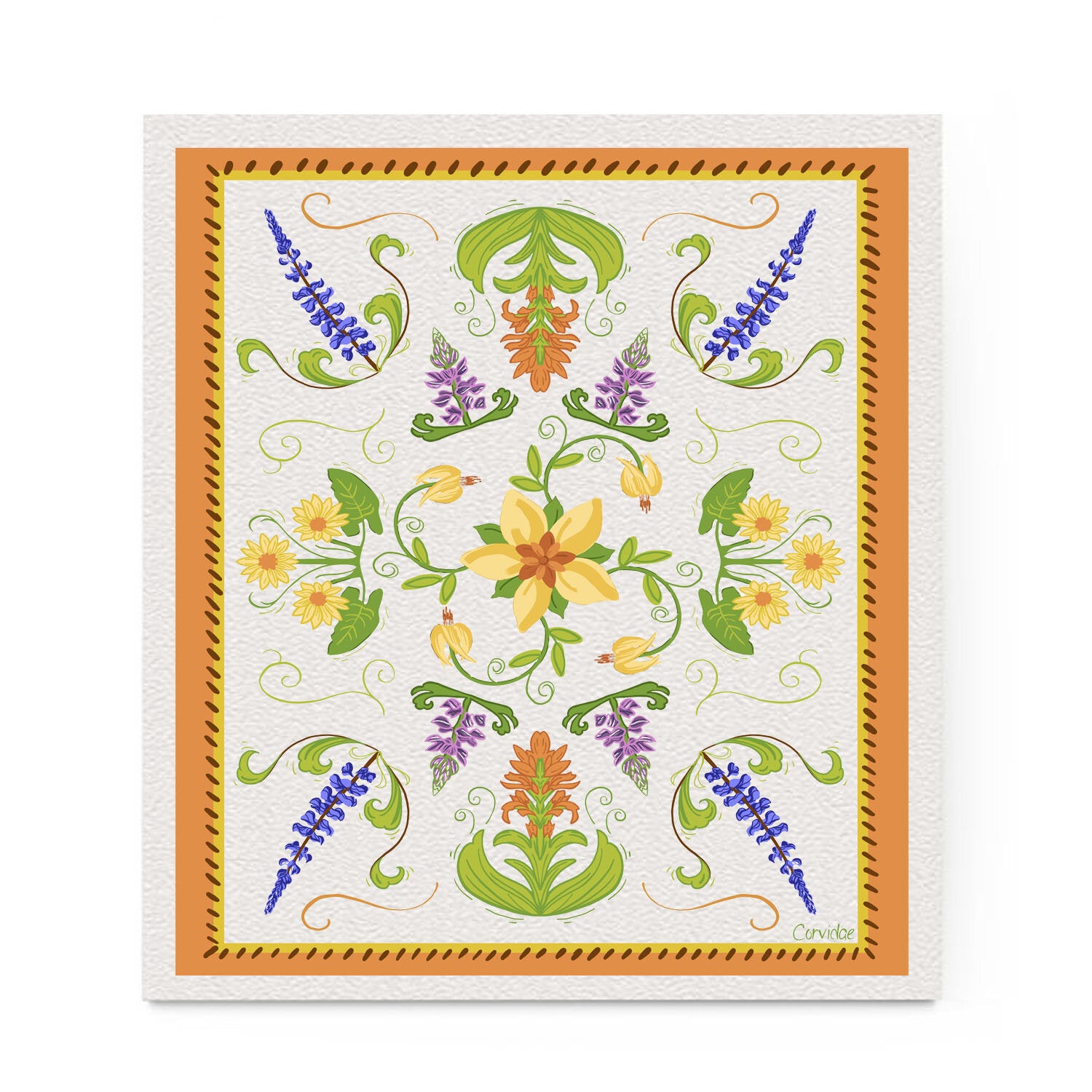 Corvidae Drawings Fiori Dish Cloth