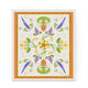 Decorative kitchen towel with floral pattern on a white background