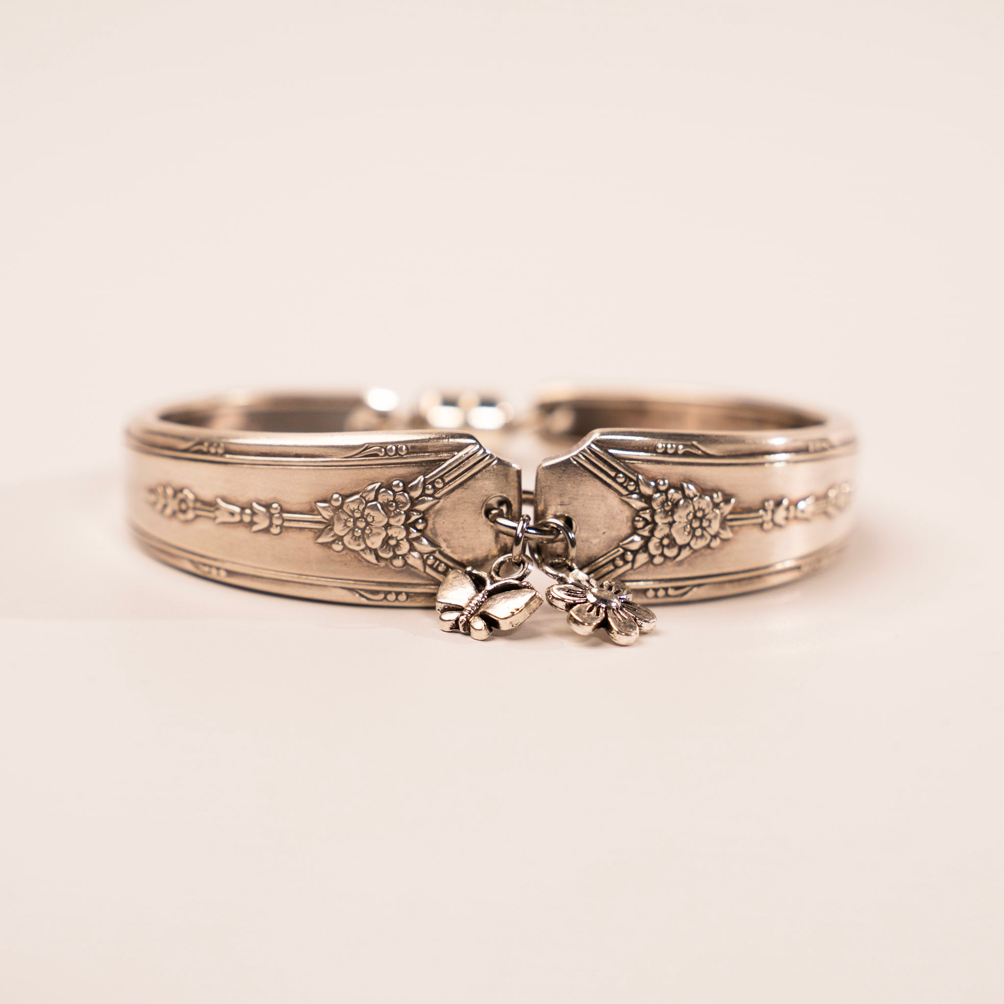 Flower and Butterfly Dangle Spoon Handle Bracelet by Girl Ran Away with the Spoon