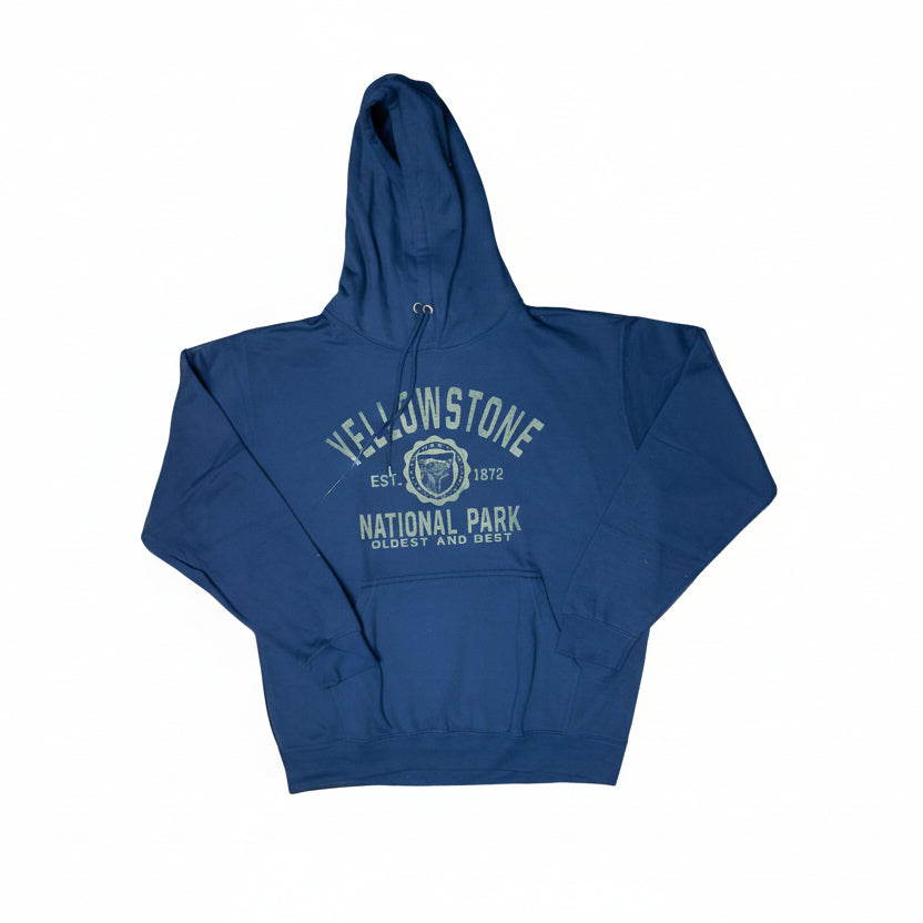 Forest and Navy Parcel Grizzly Yellowstone National Park T-Shirt and Hoodie Combo by Prairie Mountain (5 Sizes)