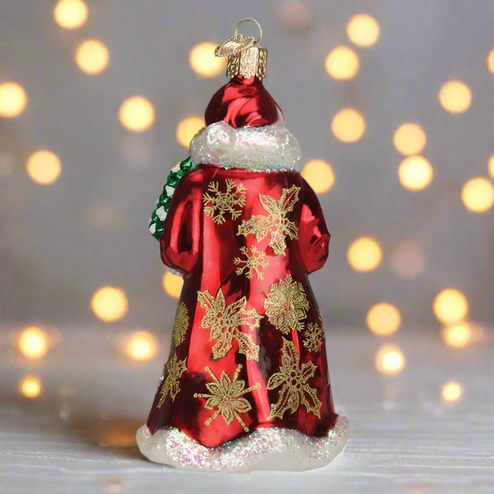 Glistening Golden Santa Ornament - back