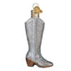 Glittered Western Boot Ornament on White Background