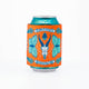 Can cooler with butterfly and mountain design on a white background