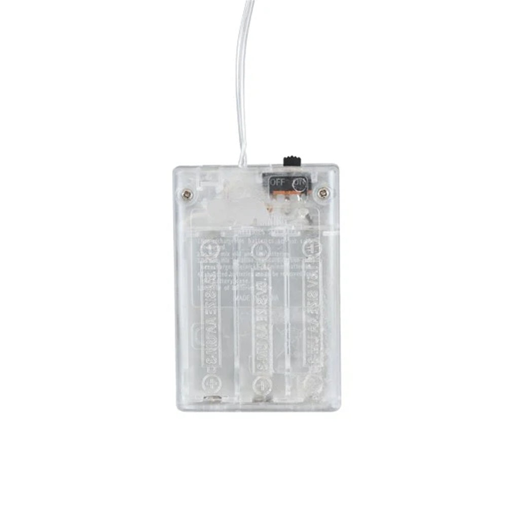 Clear electronic component with visible wiring on a white background