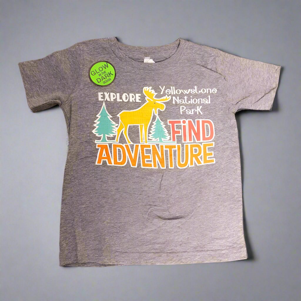 Graphite Find Adventure Moose Infant Yellowstone National Park T-Shirt by Prairie Mountain (3 sizes)