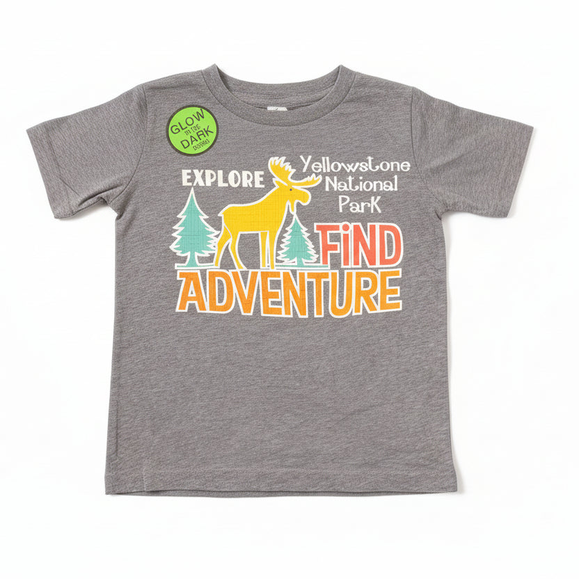 Graphite Find Adventure Moose Infant Yellowstone National Park T-Shirt by Prairie Mountain (3 sizes)