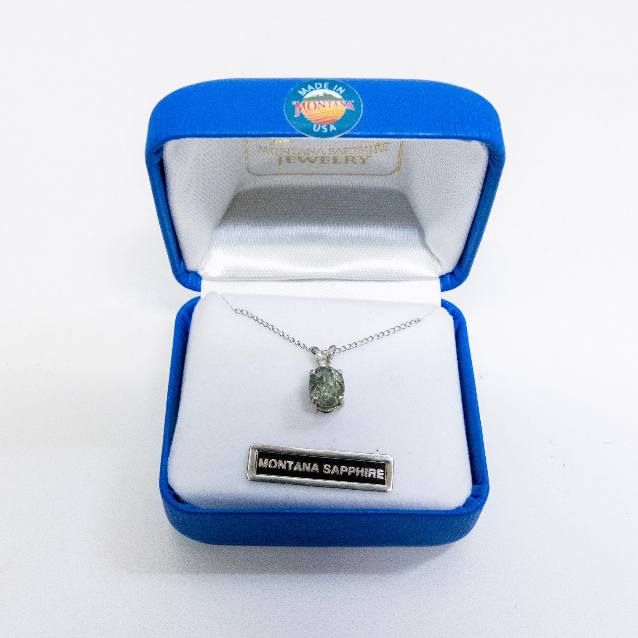 Green Montana Sapphire Oval Pendant