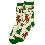Green Moose Hugs Kids Socks