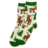 Green Moose Hugs Kids Socks