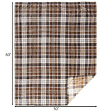 Plaid blanket with dimensions 50" x 60" on a white background