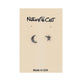 Pair of moon and star earrings on a Nature Cast branded card.