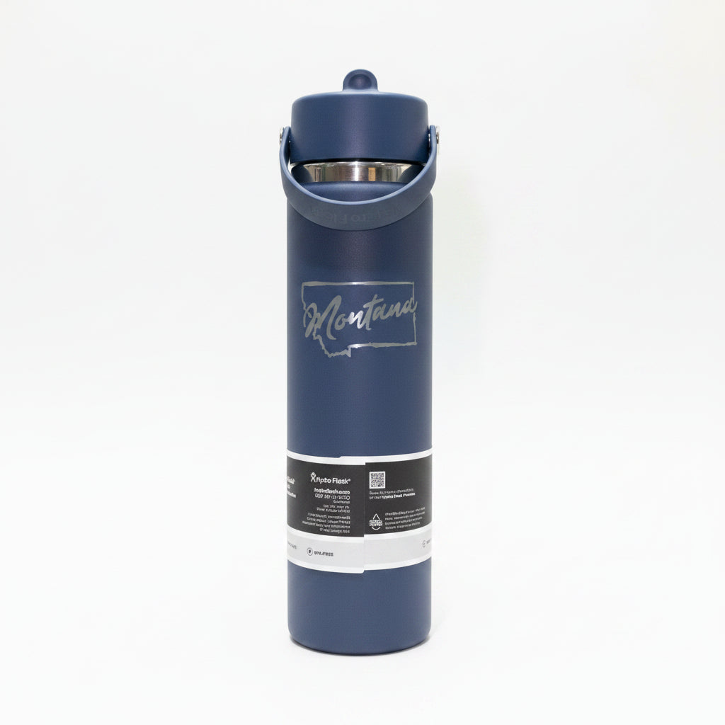 Hand Drawn Montana 24 oz Harbor Blue Wide Mouth Tumbler with Flex Straw Cap by Hydro Flask