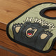 Bib with bear graphic and 'HANGRY' text on a green background