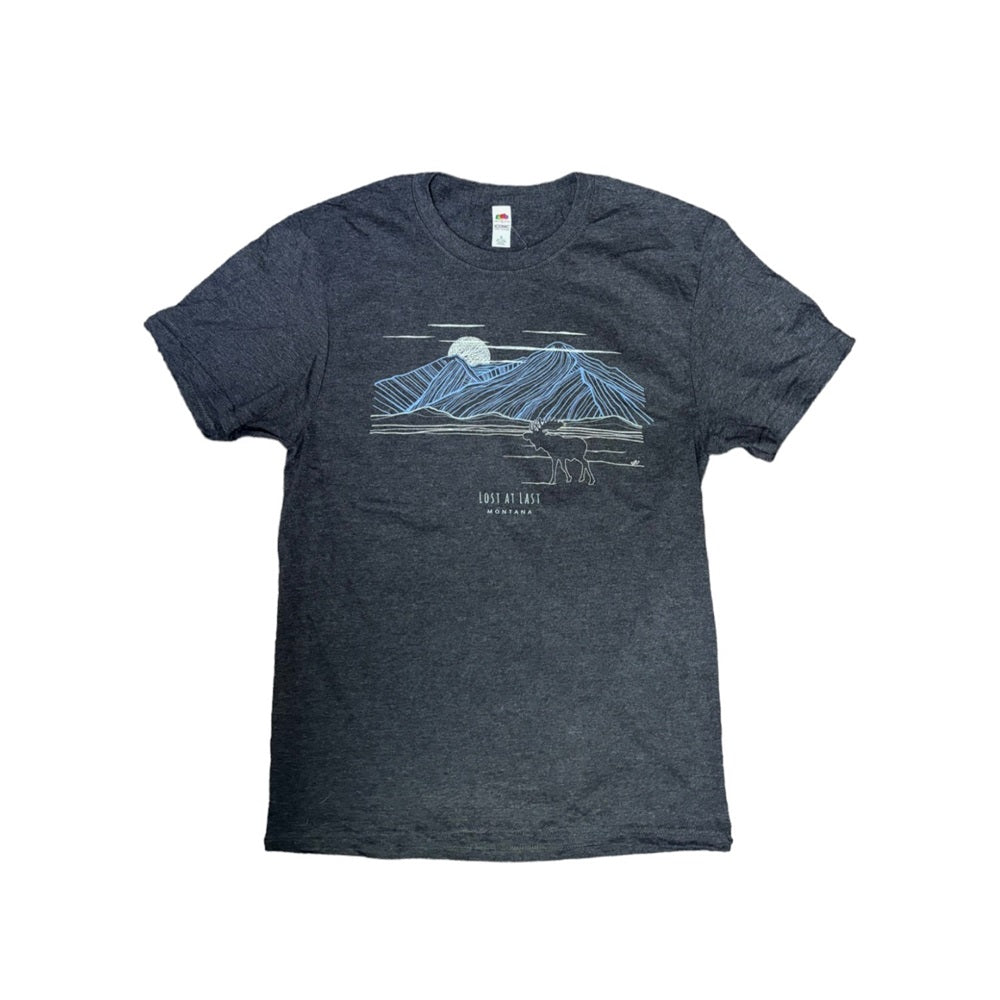 Heather Black Lone Moose Montana T-Shirt by Bumwraps (6 sizes)