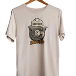 Beige t-shirt with Smokey Bear graphic on a white background