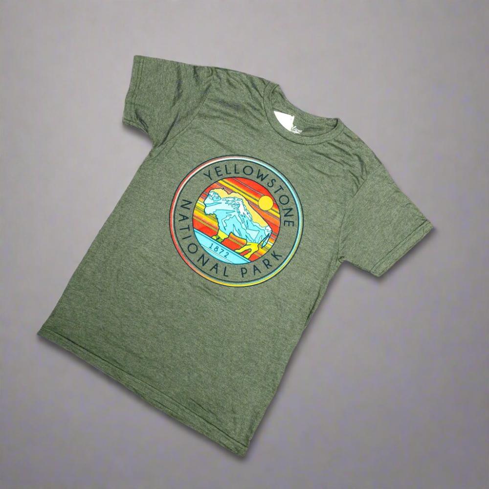 Heather Forest Green Height Scale Screen Resort Yellowstone National Park Tshirt