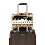 Luggage with a cover featuring bear designs on a white background