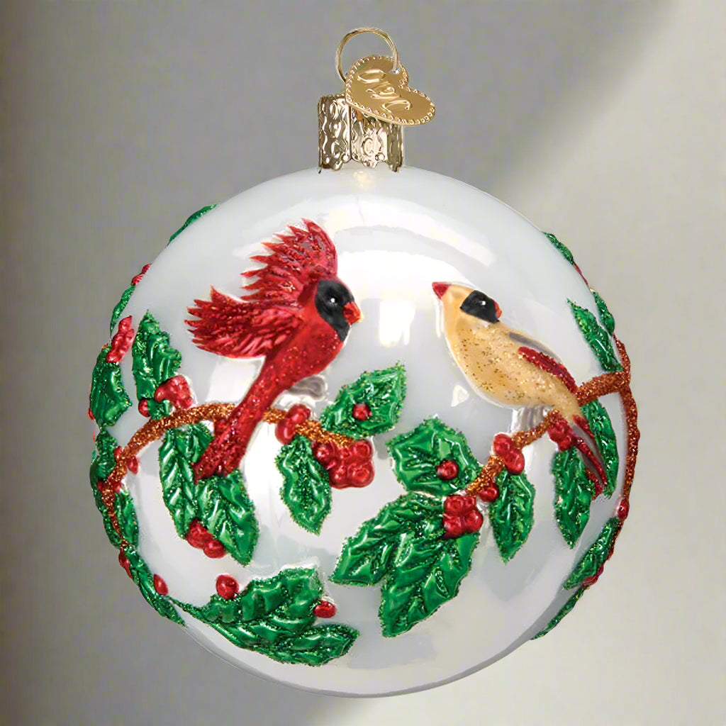 HollyberryBirdsRoundOrnamentbyOldWorldChristmas_86263