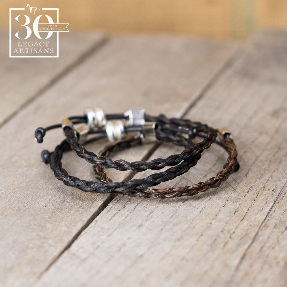Horse Hair Single Spiral Adjustable Bracelet by Cowboy Collectibles