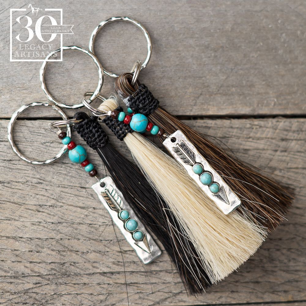 Horse Hair Tassel and Arrow Keychain by Cowboy Collectibles