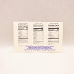 Three huckleberry nutrition fact labels on a beige background