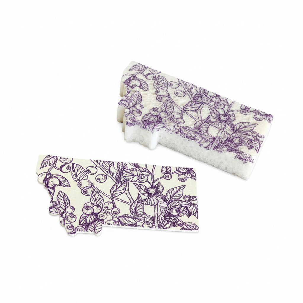 Floral-patterned cloth on a wooden cutting board